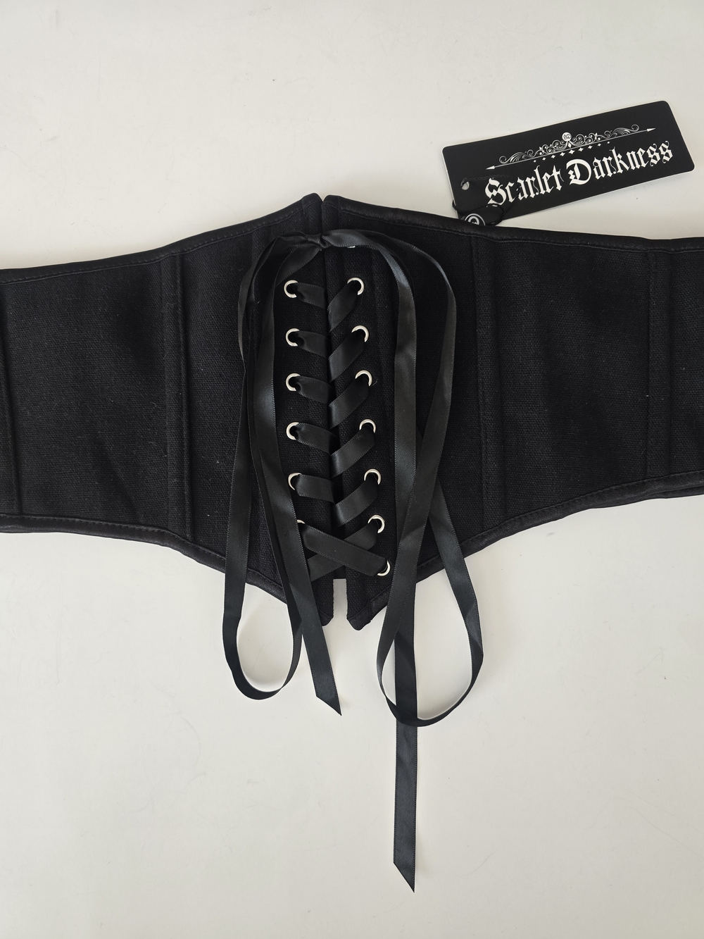 Scarlet Darkness Black Lace-Up Waist Cincher Belt